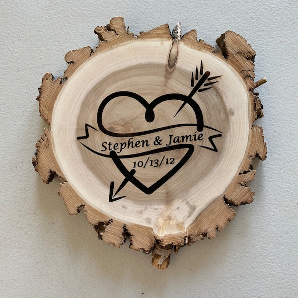 9TH ANNIVERSARY GIFT  WILLOW Wood Slice  (Engraving Optional)  9-10 inch x 1 inch thick