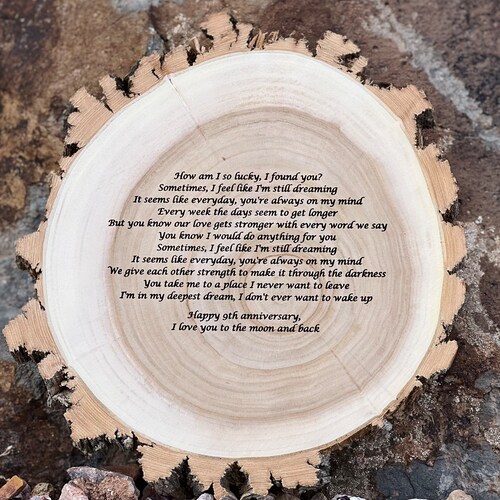 9TH ANNIVERSARY GIFT WILLOW Wood Slice engraving Optional Etsy