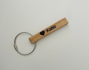 9th ANNIVERSARY Personalized WILLOW Wood KEYCHAIN 3.5 inches