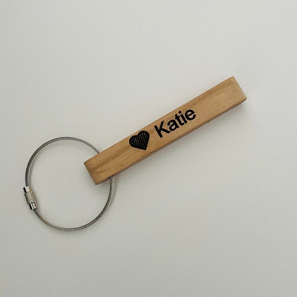 9th ANNIVERSARY Personalized WILLOW Wood KEYCHAIN 3.5 inches