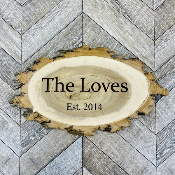 PERSONALIZED ENGRAVED WILLOW Wood Slice  9 inch x 12 inch x 1 inch