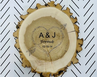 9TH ANNIVERSARY GIFT  WILLOW Wood Slice  (Engraving Optional)  9-10 inch x 1 inch thick