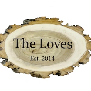 PERSONALIZED ENGRAVED WILLOW Wood Slice  9 inch x 12 inch x 1 inch