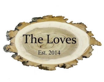 Personalized Engraved Willow Wood Slice: 9x12 Inch x 1 inch thick