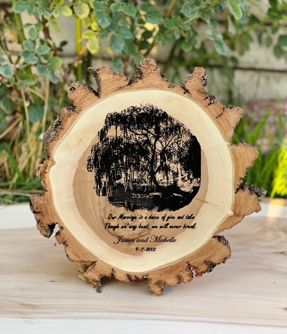 PERSONALIZED PHOTO WILLOW Wood Slice 11-12 inch x 1 inch thick