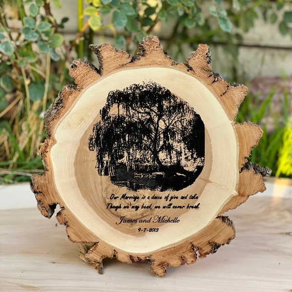 PERSONALIZED PHOTO  WILLOW Wood Slice  11-12 inch x 1 inch thick