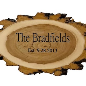 9TH ANNIVERSARY Personalized Engraved WILLOW Wood Slice  9 inch x 12 inch x 1 inch
