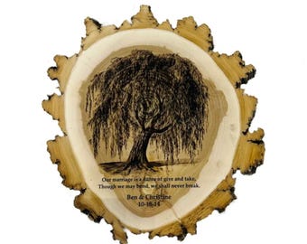 PERSONALIZED Message under WILLOW Tree  11-12 inch x 1 inch thick