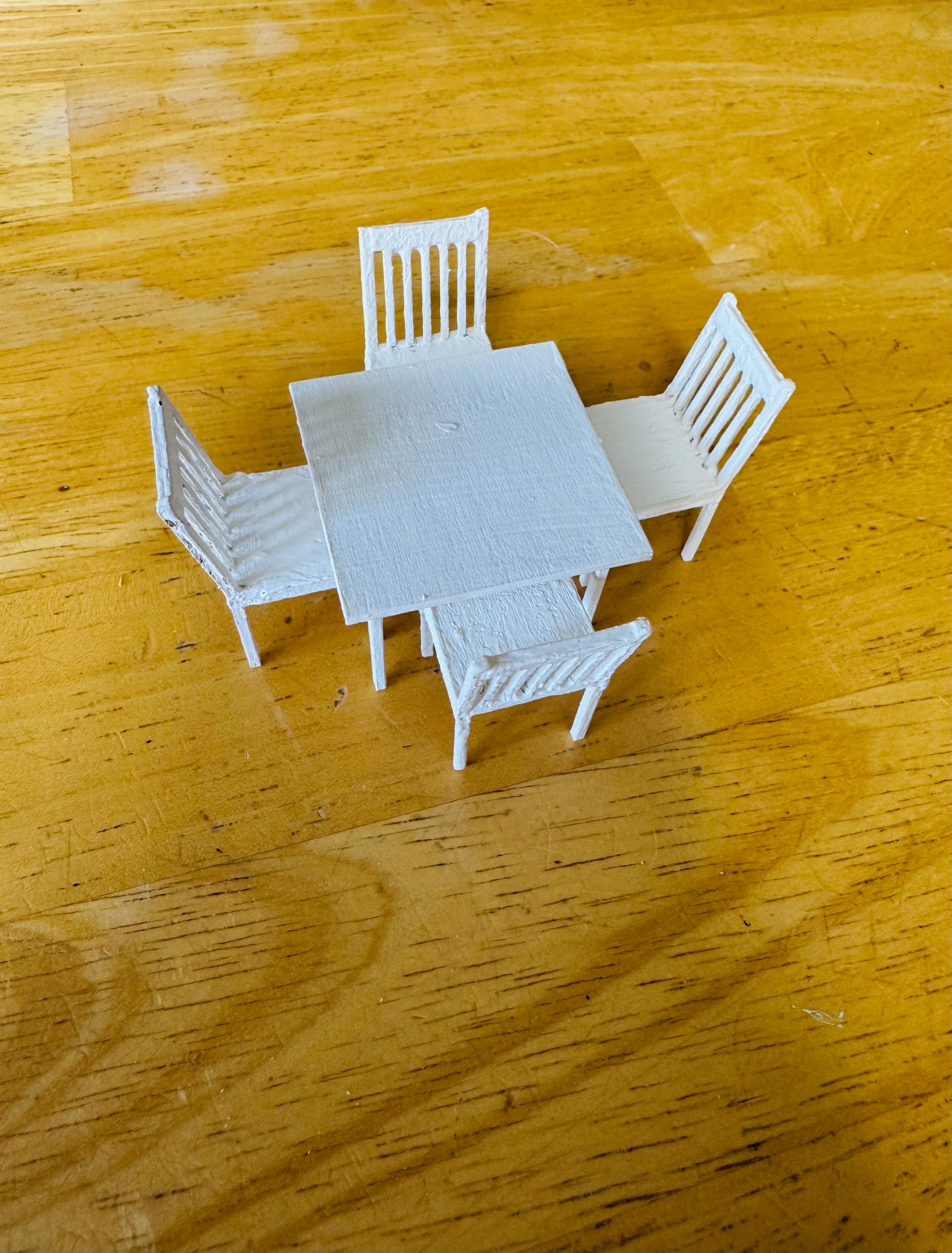 Miniature Kitchen Table With Four Chairs (birch Wood): 1/6, 1/12, 1/24 ...