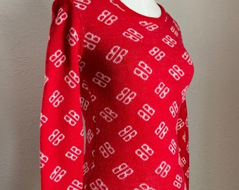 1970s/1980s Blassport Bill Blass Monogram Logo Fine Knit Pullover Sweater