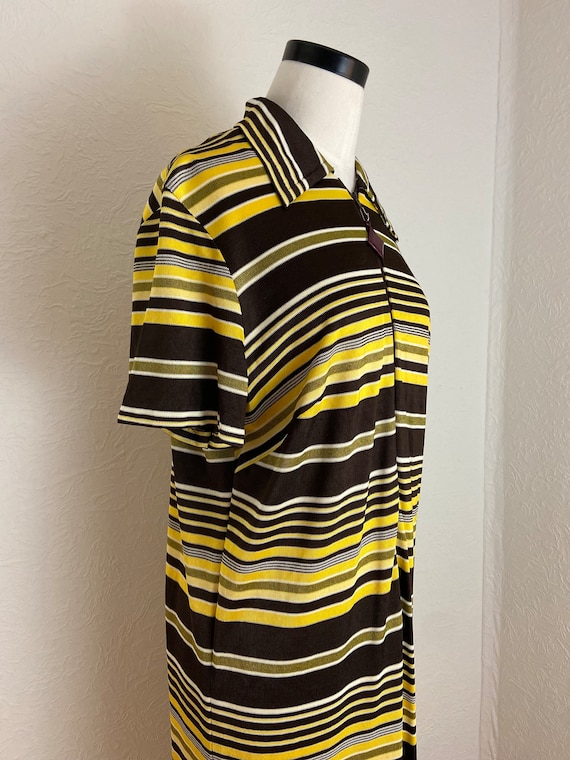1970s Mod Stripe Knit Dress, Zip Front Collar - image 5