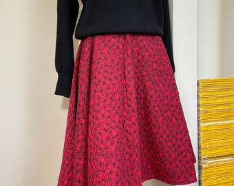 1950s Quilted Cotton Circle Skirt Starburst Atomic Midcentury Print Hostess Skirt Cocktail Party