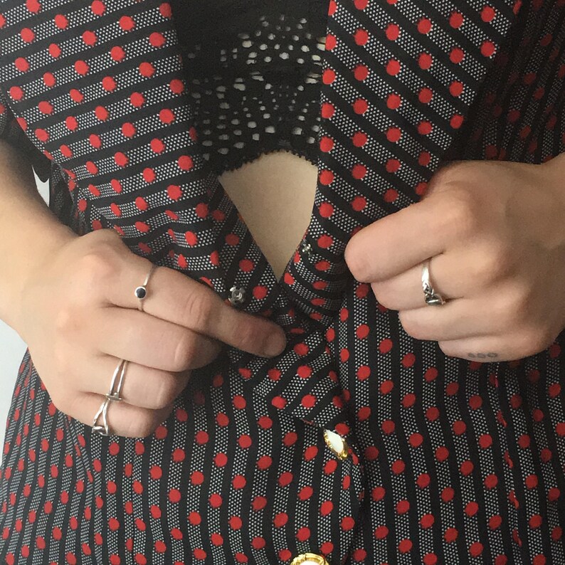 Striped Polka Dot Pattered Silky Short Sleeve Blazer Gold Button Front Deep V Neck Oversize Top with Shoulder Pads 1980s Blazer Blouse