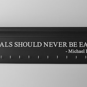 Medal Holder Goals Should Never Be Easy Michael Phelps Engraved Trophy Shelf Swimmer Medal Holder Award Shelf Sports Ribbon Holder 30&quot;