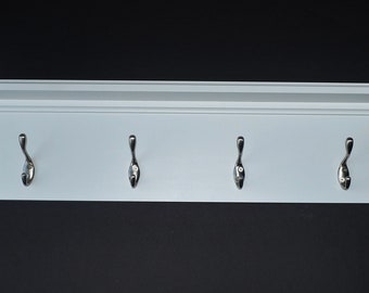 White Farmhouse Coat Rack Shelf, Bath Shelf, Towel Rack, Entryway Organizer 30"
