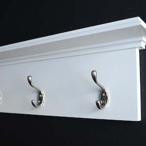 White Coat Rack Rustic Shelf Bathroom Shelf Farmhouse Coat Rack Wall Mount Towel Rack With Shelf Coat Hooks 24&quot;