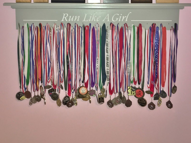 Medal Holder Ribbon Display Award Shelf Engraved Trophy Shelf Etsy