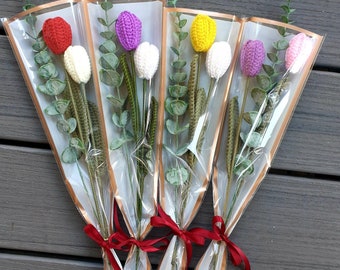 Crocheted tulips gift 2 colors
