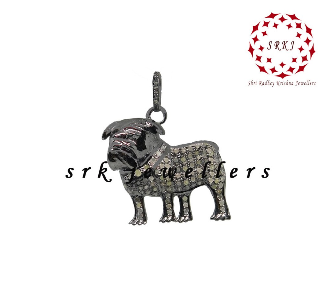 925 Sterling Silver Handmade Rocking Pave Diamond Bull Dog Etsy