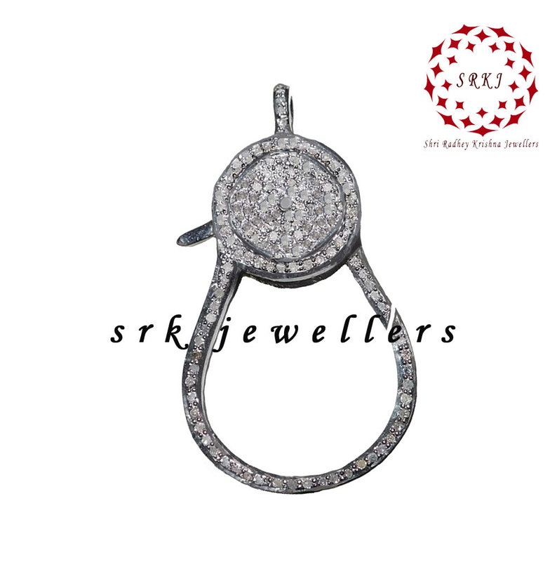 CLSP-0095 Pave Diamond Handmade 925 Sterling Silver Clasp Lobster