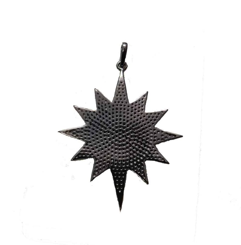 Handmade 925 Sterling Silver Ruby Diamond Sunburst Pendant
