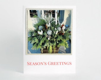 Christmas Photo Card - #923, Holiday Evergreens in a Planter Card, Christmas Evergreens in a Planter Card, Elegant Christmas Card