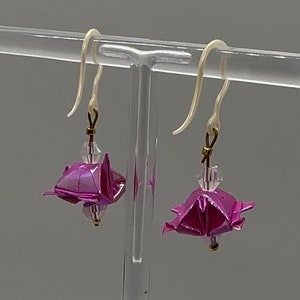 Origami Turtle Earrings (Bright Pink) - Hypo Allergenic plastic Hooks