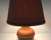 Vintage Copper Lamp, Hand hammered copper, Burlap shade,