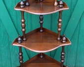 Whatnot Shelf, Walnut, Five Tier, Waterfall Design, Victorian Corner Shelf