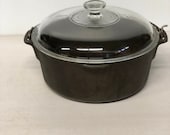 Vintage Wagner Ware Dutch Oven, Made before 1960, Perfect Glass Lid, 5 Quart