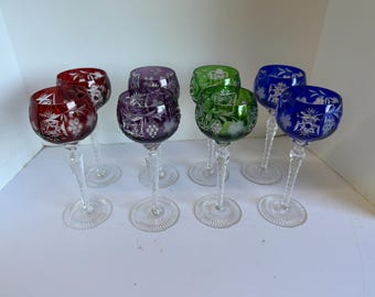 Ajka Lead Crystal, "Marsala" Pattern, Mouth-Blown, Hand-cut, Highly Collectable, 8.3/8" tall, Wine Hock
