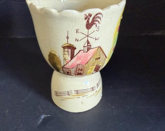 Egg Cup, Antique, Hand Painted, Double Edge, Made In Japan