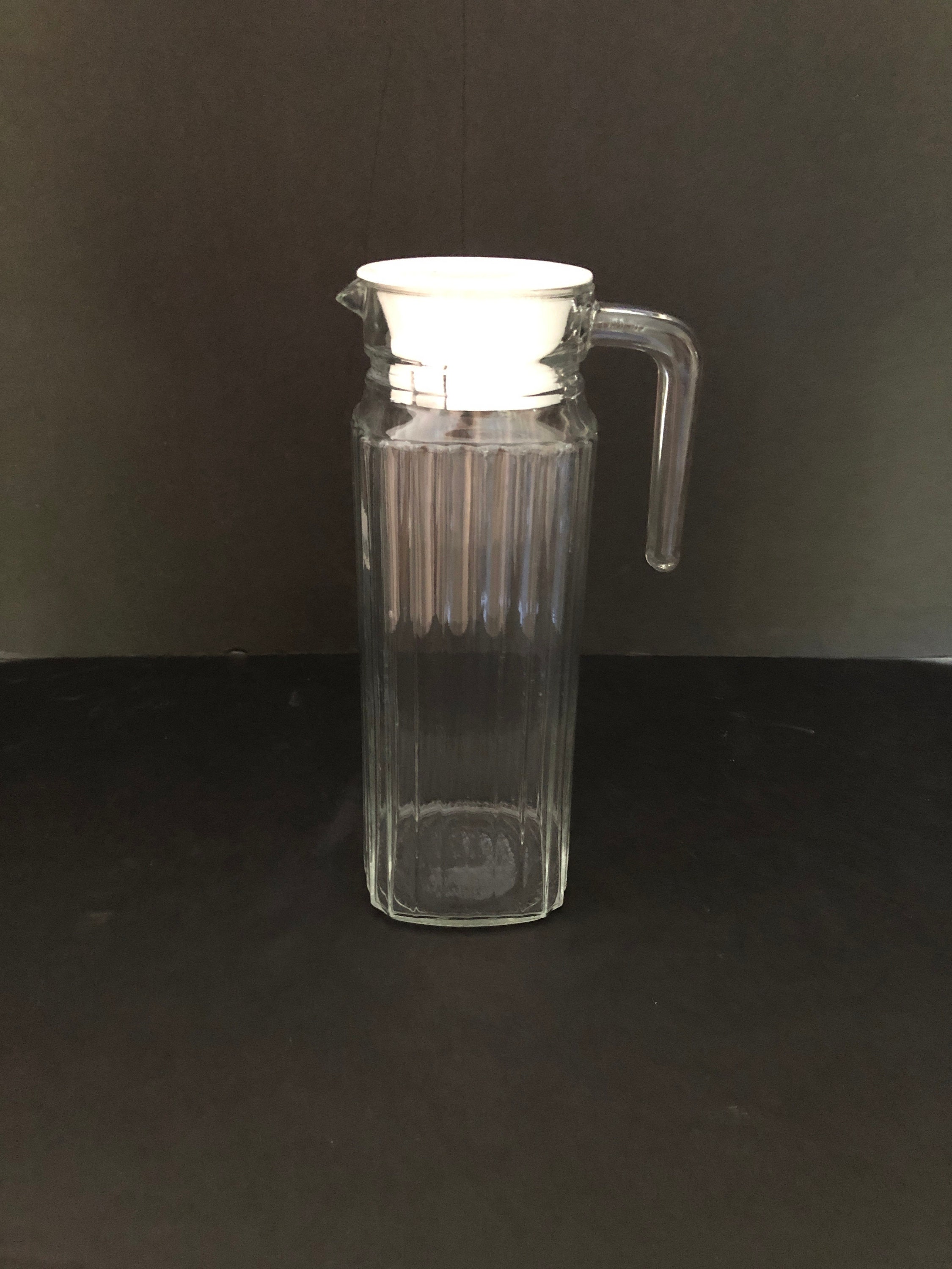 Vintage Glass Refrigerator Pitcher Juice Bottle With Rubber Like