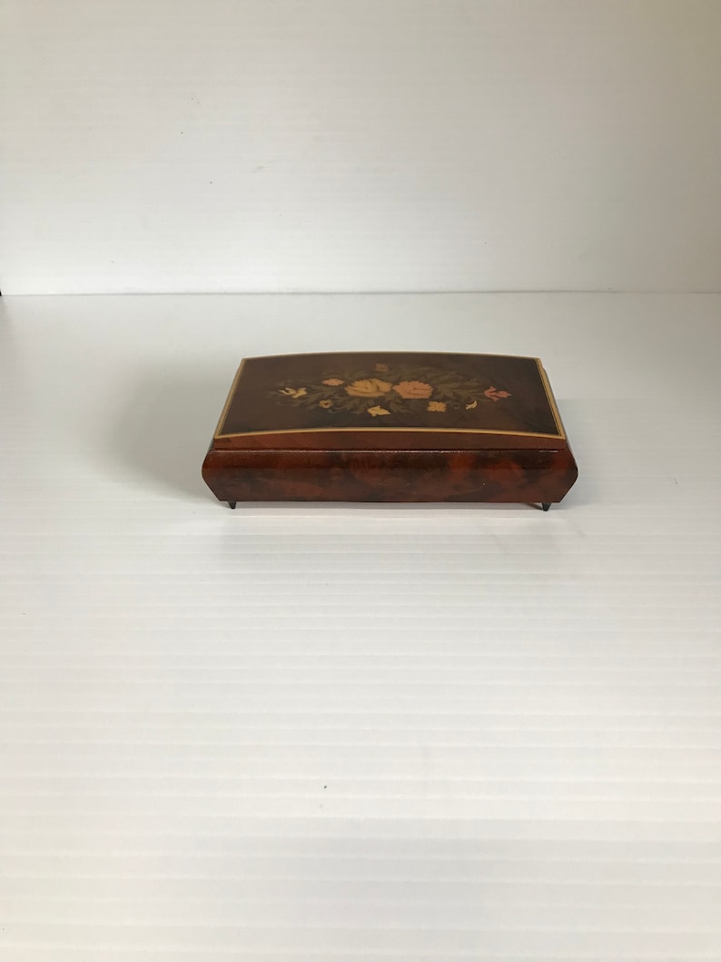 Music Box Made in Germany Lacquered Finish Wood Inlay Etsy