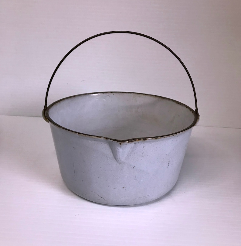 Antique Vollrath Light Blue Enamel Cast Iron Pot Very Large Etsy