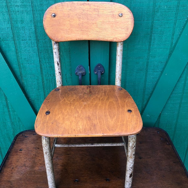Wood School Chair Etsy