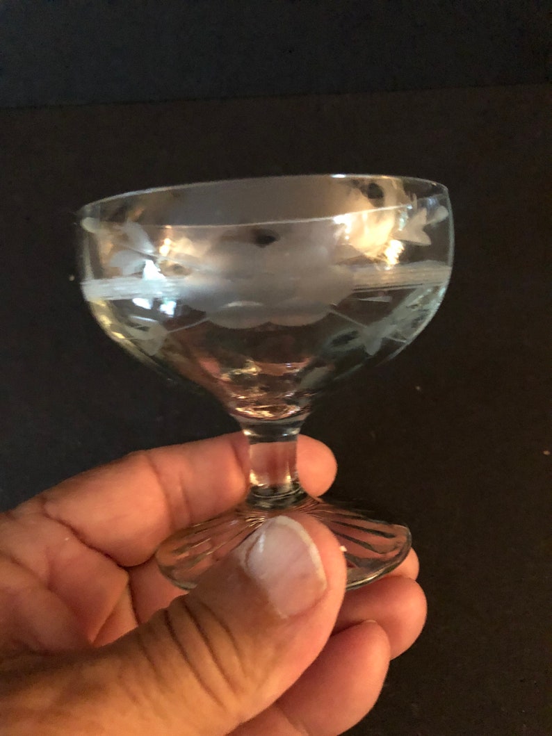 Sherbets, Antique, EAPG, Etched Glass, Flower & Ribbon Motif, Coupe ...