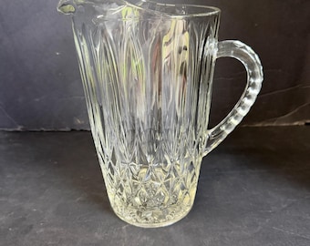 Pitcher,  Anchor Hocking, Crown Point Pattern, Circa 1970,  Barware, Bar Cart Accessory
