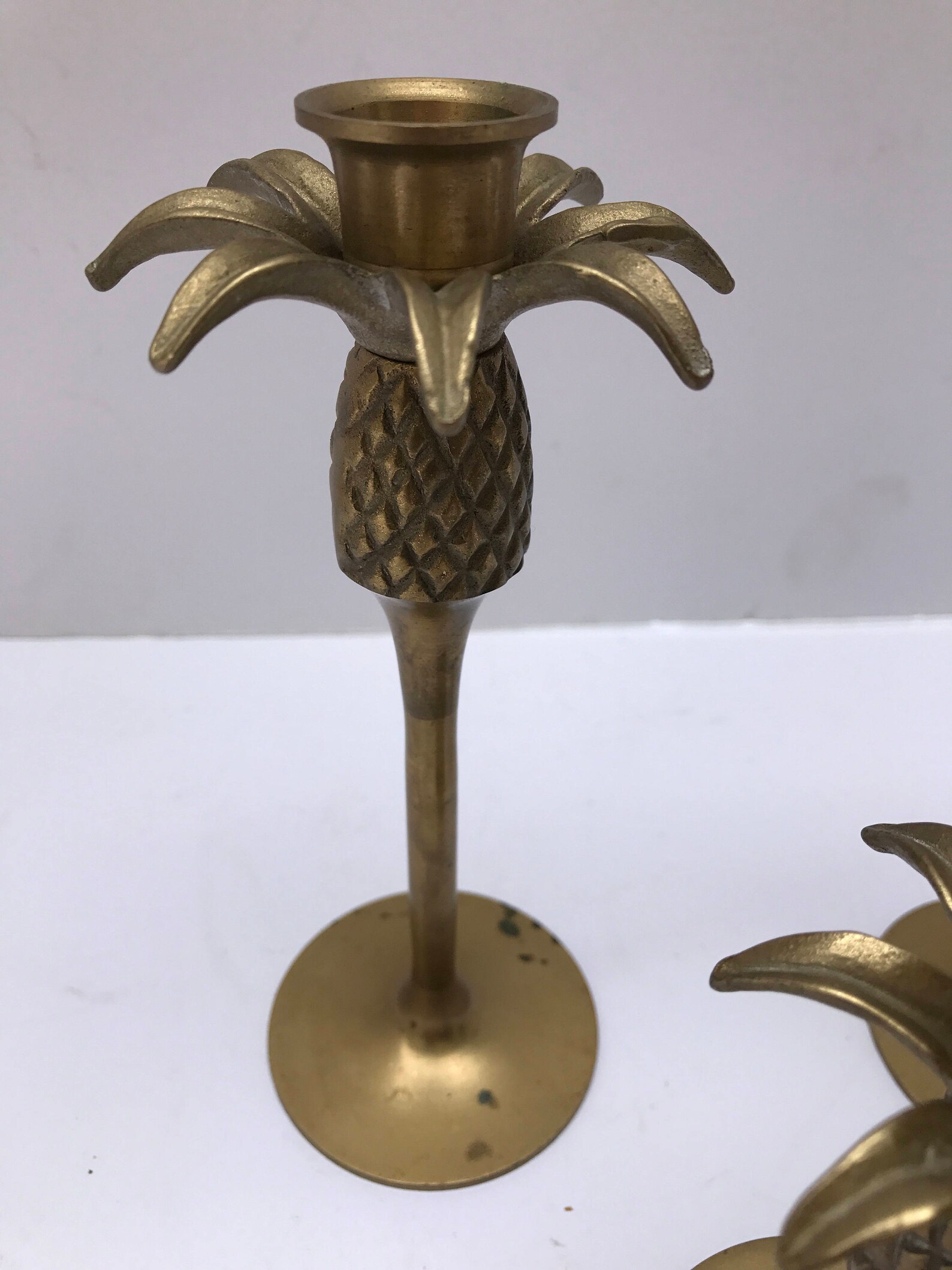 Brass Pineapple Candlesticks Set of 3 Vintage Brass Etsy