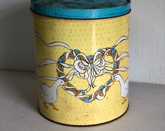 Vintage Tin, Duck Motif, Storage Tin, Large Tin Container