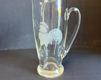 Rooster, Etched, Martini Pitcher, "OURssss", Mid Century Modern, Classic Barware