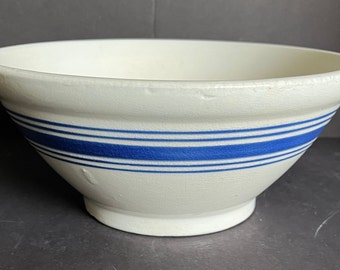 Stone Ware, Crock, Blue Banded, Antique, Mixing Bowl, Kitchen Ware