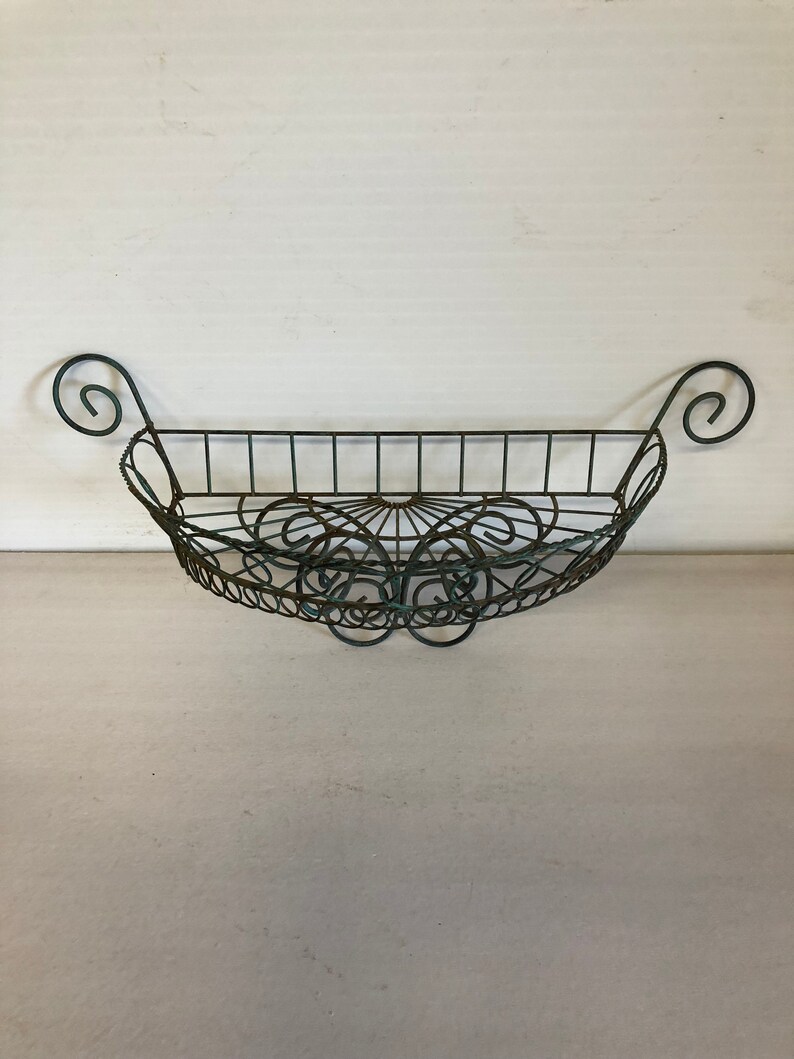 Wall Pocket Wire Plant Basket Flat Sided Victorian Etsy