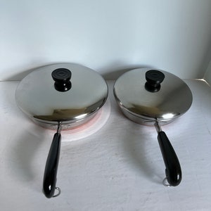 Revere Ware Skillets One With Vented Lid One With Regular Lid, Fry Pan, Stainless Steel, Copper Bottom, Sold Separately, OPEN STOCK
