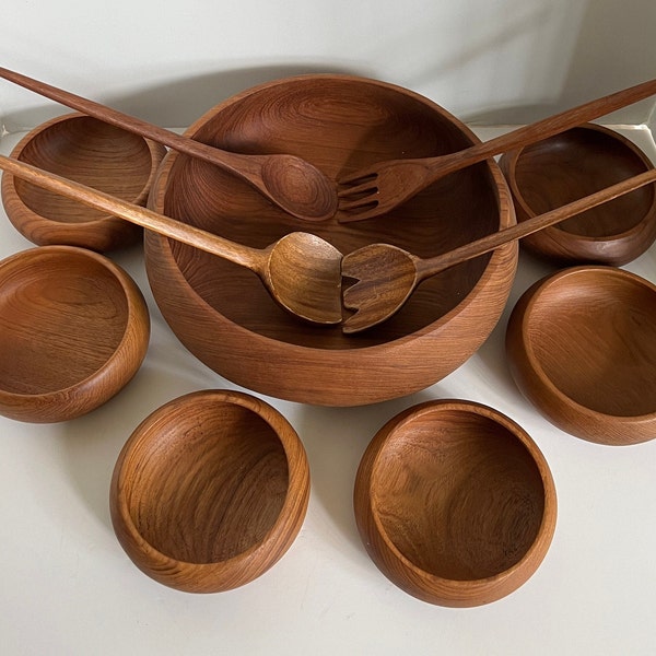 Teak Salad Bowl Etsy