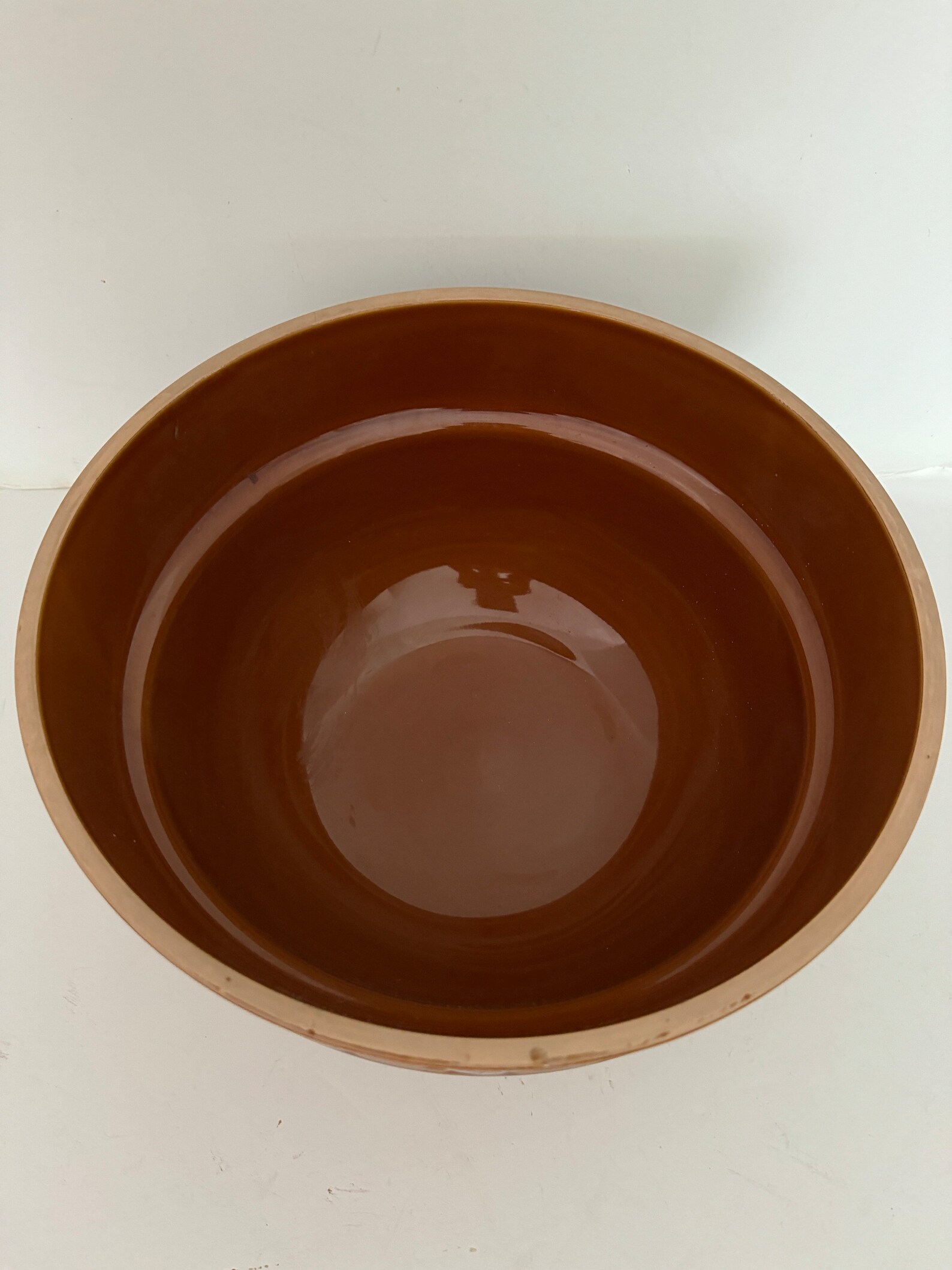 Bowl, Brown Stone Ware, Wide Collar, Mixing Bowl, Bread, Primitive ...