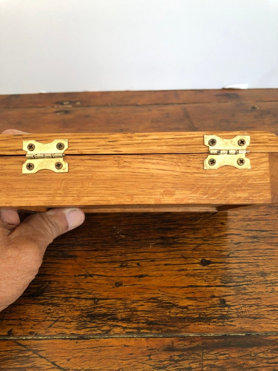 Wood Box, Vintage, Oak, Trinket Box, Cuff Link Bo… - image 6