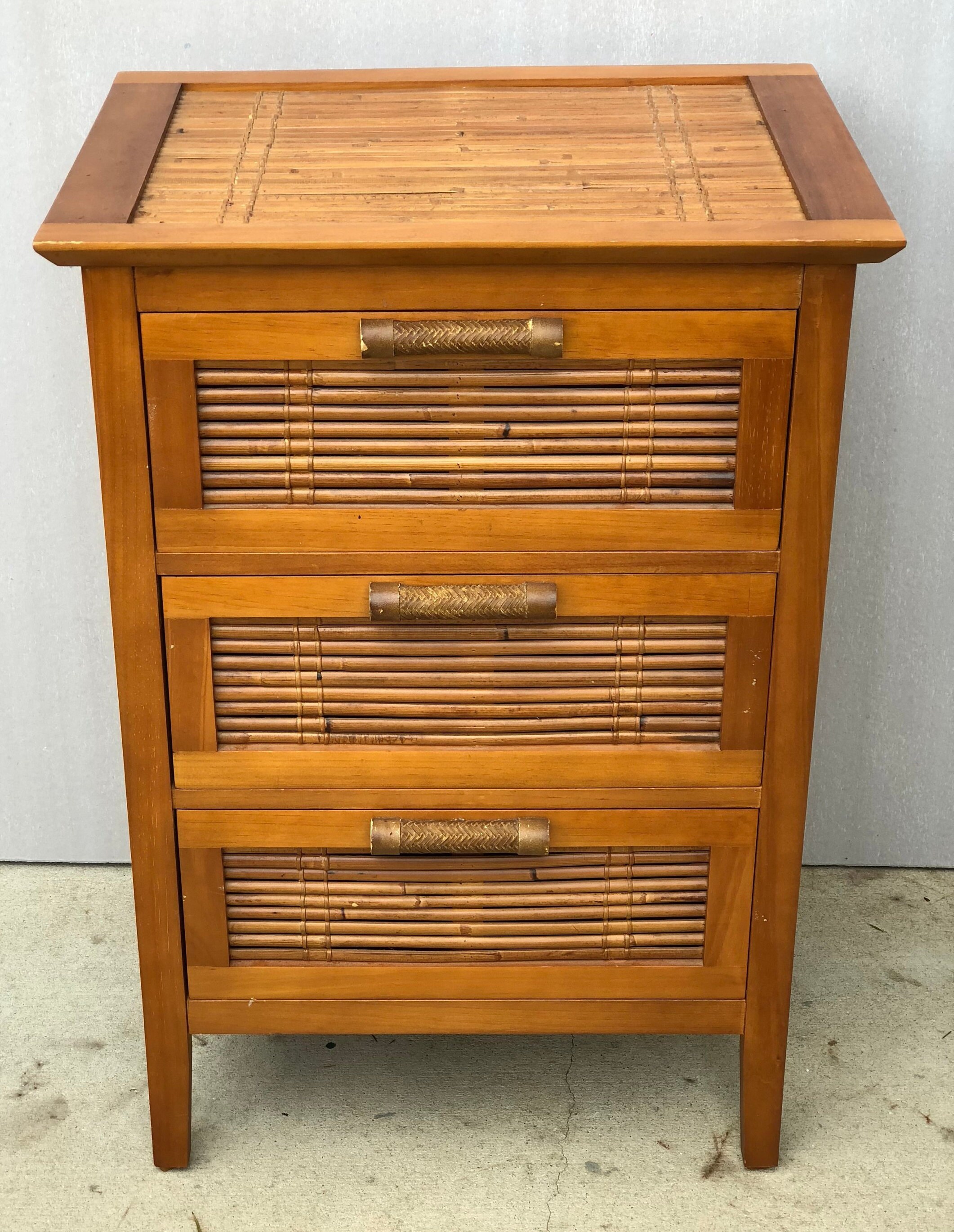 Vintage Bamboo Dresser Chest Of Drawers Three Drawers Real Etsy