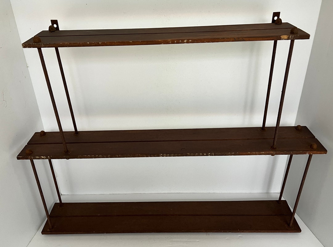 Plate Rack, Vintage, Hand Crafted, Metal & Wood, Two Tier, Tea Cup