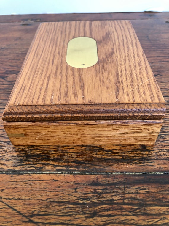 Wood Box, Vintage, Oak, Trinket Box, Cuff Link Bo… - image 5